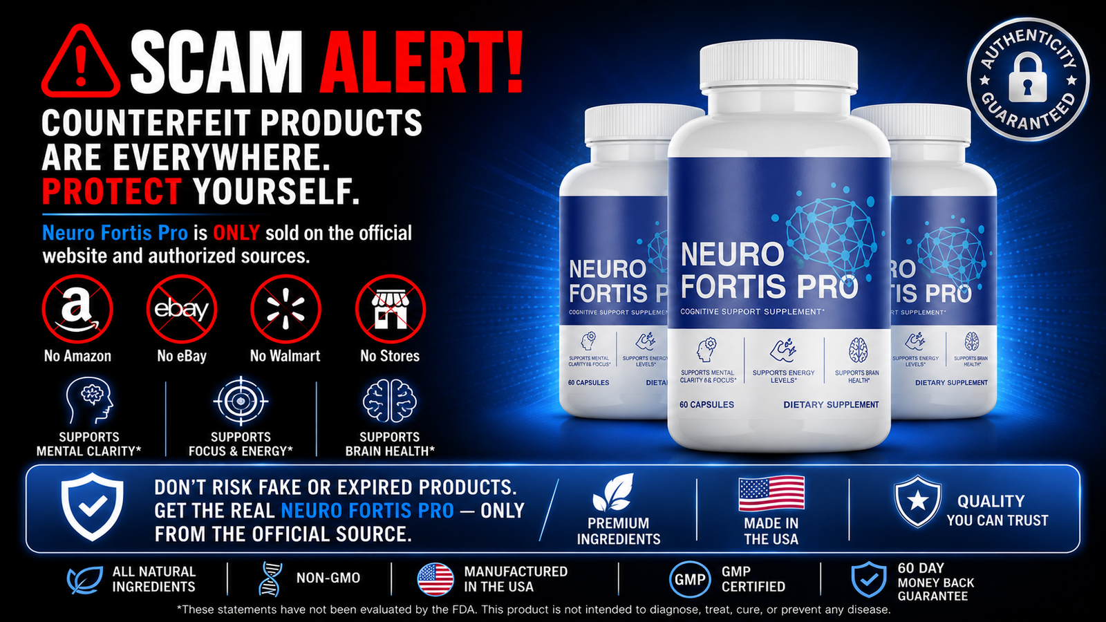 Neuro Fortis PRO scam and authenticity banner